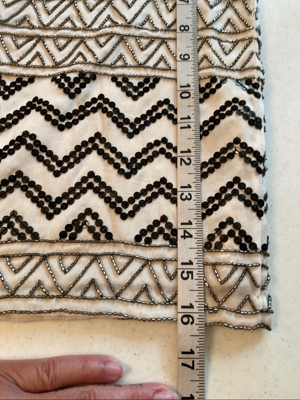 Artelier Black & Beige Zigzag Beaded Mini Skirt - Picture 6 of 7